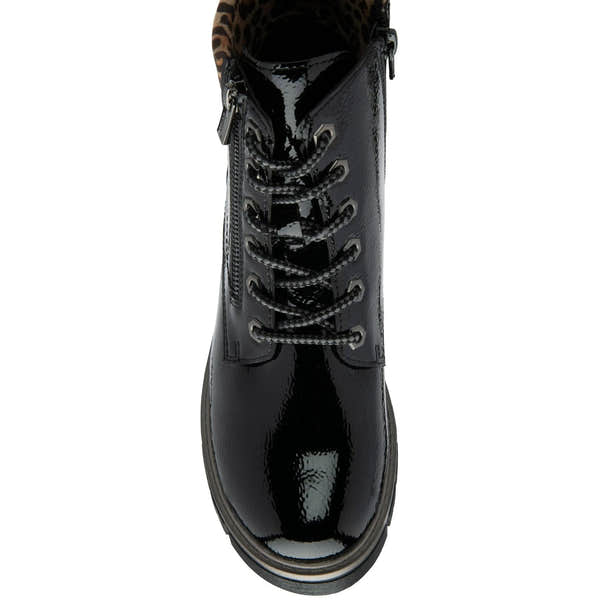 Lotus Charleston Ladies Black Patent Zip & Lace Ankle Boots-elevate your sole