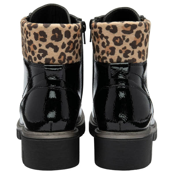 Lotus Charleston Ladies Black Patent Zip & Lace Ankle Boots-elevate your sole