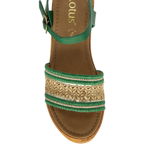 Lotus Chelsia Ladies Italian Green Buckle Sandals-elevate your sole