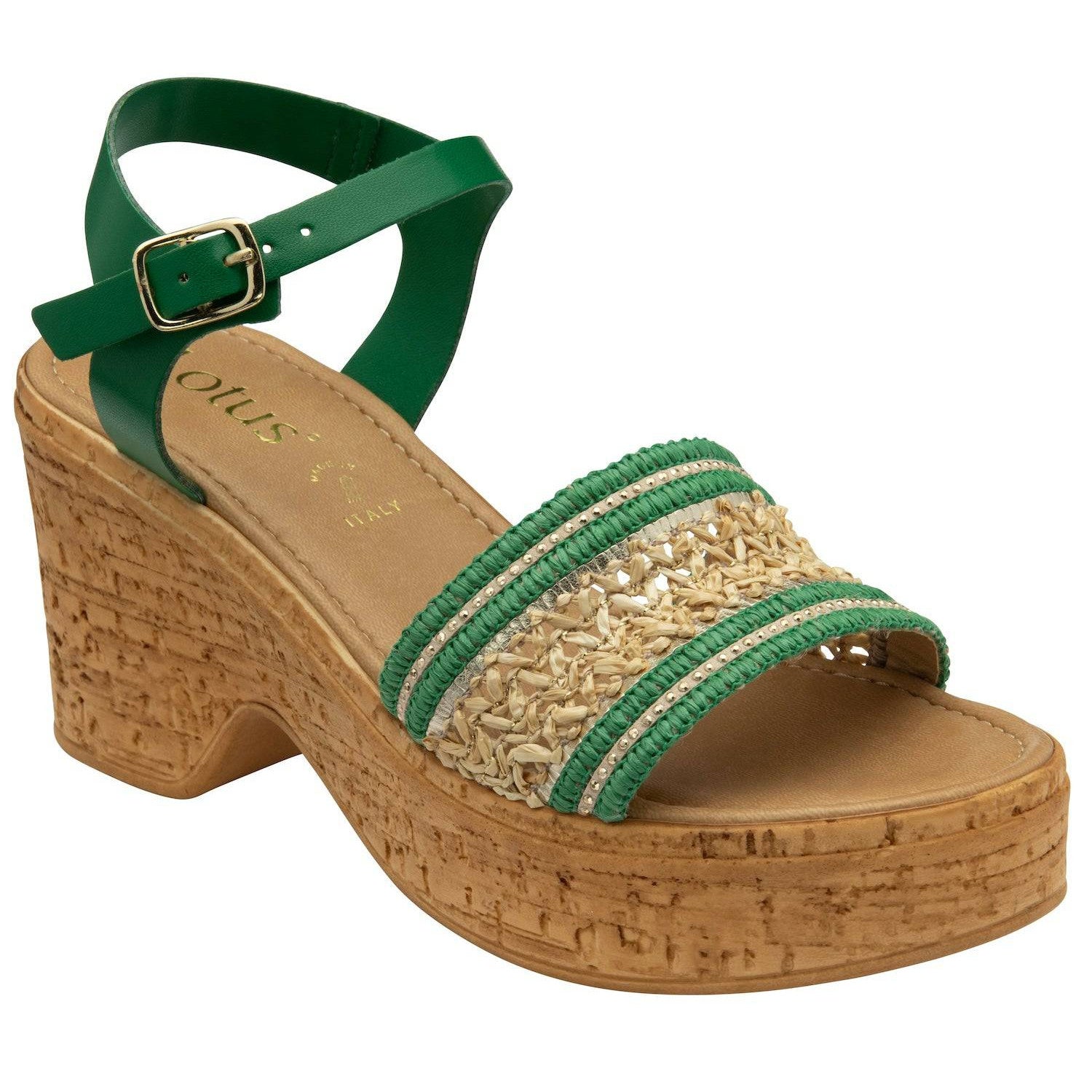 Lotus Chelsia Ladies Italian Green Buckle Sandals-elevate your sole
