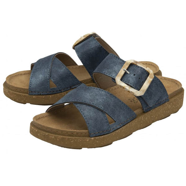 Lotus Comino Ladies Blue Touch Fastening Sandals with adjustable buckle and cushioned sole.