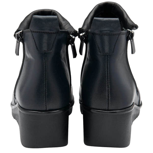 Lotus Cordelia Ladies Navy Leather Twin Zip Ankle Boots-elevate your sole
