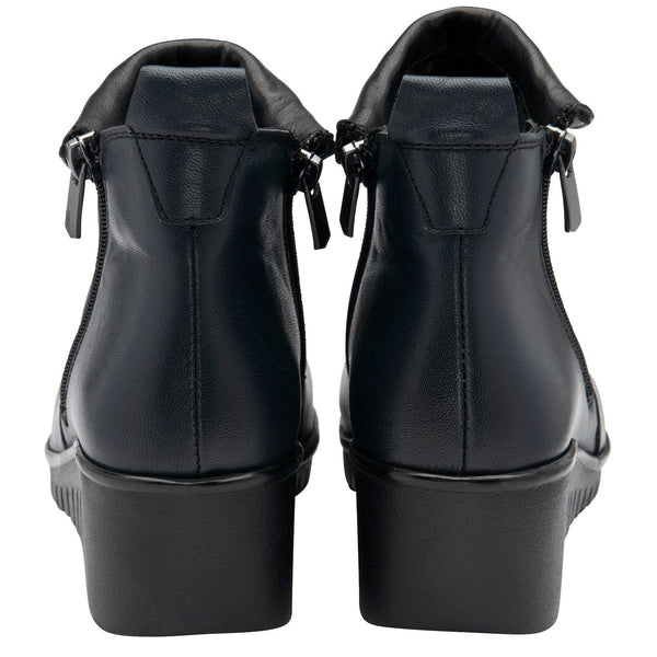 Lotus Cordelia Ladies Navy Leather Twin Zip Ankle Boots-elevate your sole