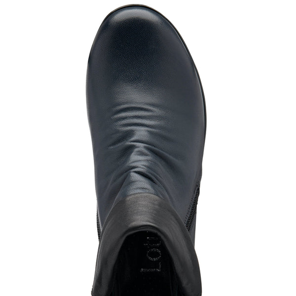 Lotus Cordelia Ladies Navy Leather Twin Zip Ankle Boots-elevate your sole