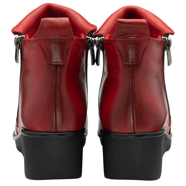 Lotus Cordelia Ladies Red Leather Twin Zip Ankle Boots-elevate your sole