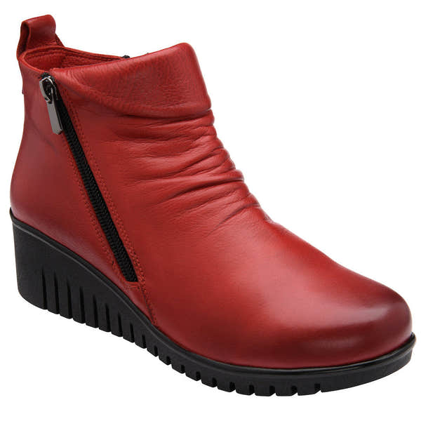Lotus Cordelia Ladies Red Leather Twin Zip Ankle Boots-elevate your sole