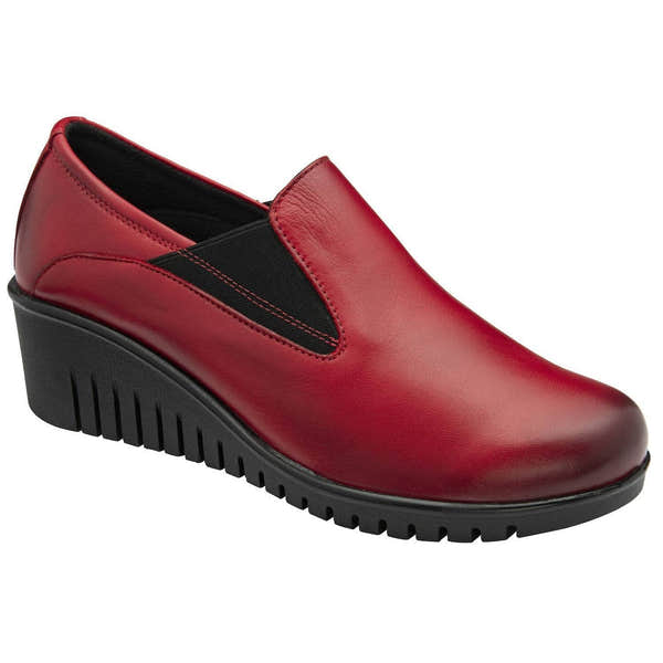 Lotus Delmar Ladies Red Leather Slip On Shoes-elevate your sole