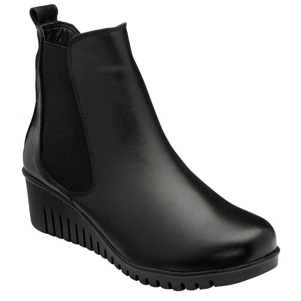 Lotus Dresden Ladies Black Leather Side Zip Ankle Boots-elevate your sole