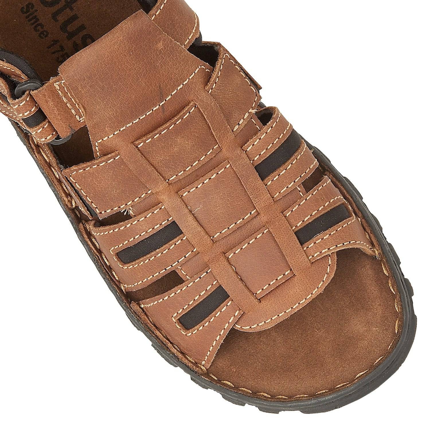 Lotus Dylan Mens Tan Leather Touch Fastening Sandals-elevate your sole