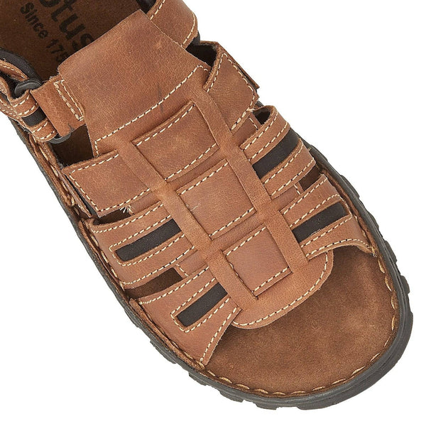 Lotus Dylan Mens Tan Leather Touch Fastening Sandals-elevate your sole