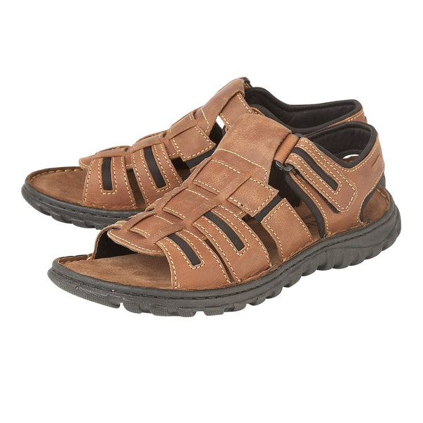 Lotus Dylan Mens Tan Leather Touch Fastening Sandals-elevate your sole