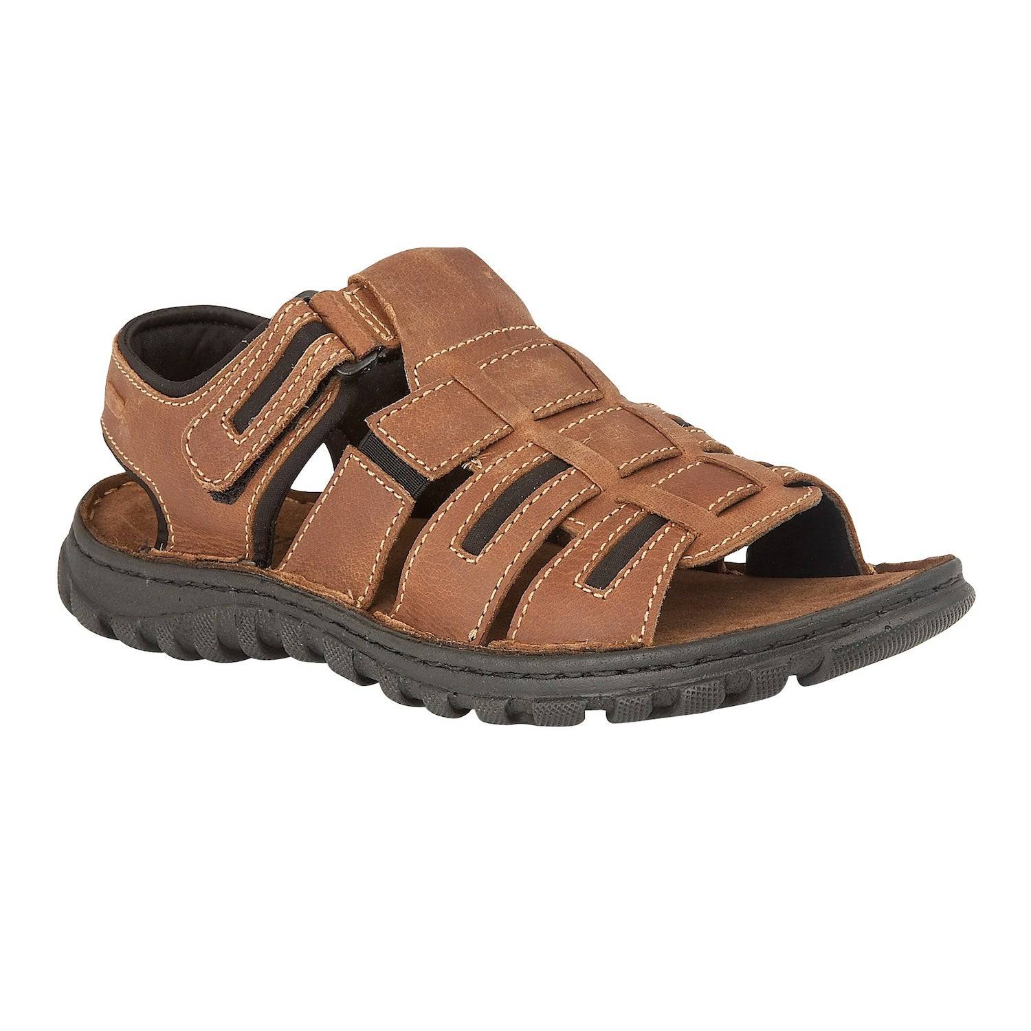 Lotus Dylan Mens Tan Leather Touch Fastening Sandals-elevate your sole