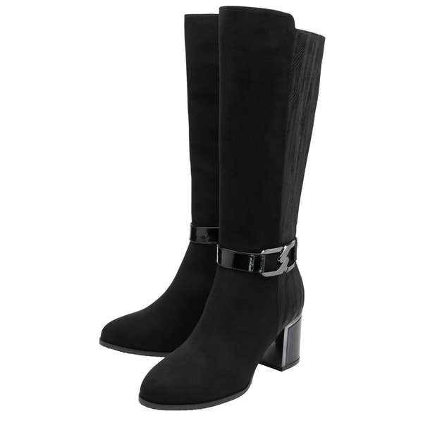 Lotus Elsa Ladies Black Textile Side Zip Mid-Calf Boots-elevate your sole