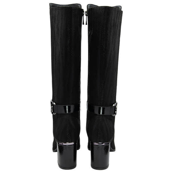Lotus Elsa Ladies Black Textile Side Zip Mid-Calf Boots-elevate your sole