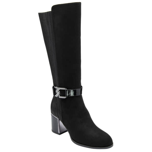 Lotus Elsa Ladies Black Textile Side Zip Mid-Calf Boots-elevate your sole