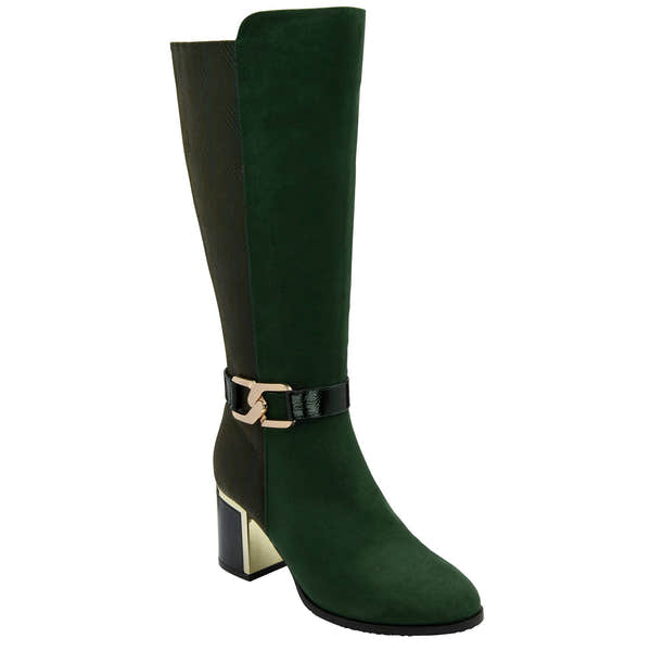 Lotus Elsa Ladies Green Textile Side Zip Mid-Calf Boots-elevate your sole
