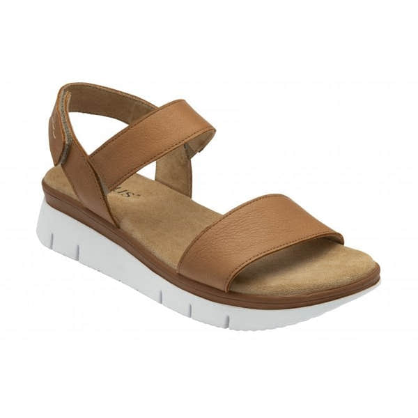 Lotus Facchini Ladies Tan Leather Slingback Sandals with cushioned insole and white sole, stylish summer footwear.