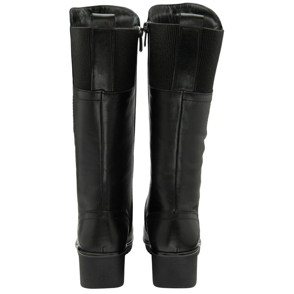 Lotus Fitzgerald Ladies Black Leather Side Zip Mid-Calf Boots