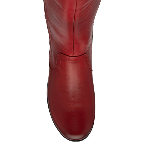 Lotus Fitzgerald Ladies Red Leather Side Zip Knee High Boots-elevate your sole