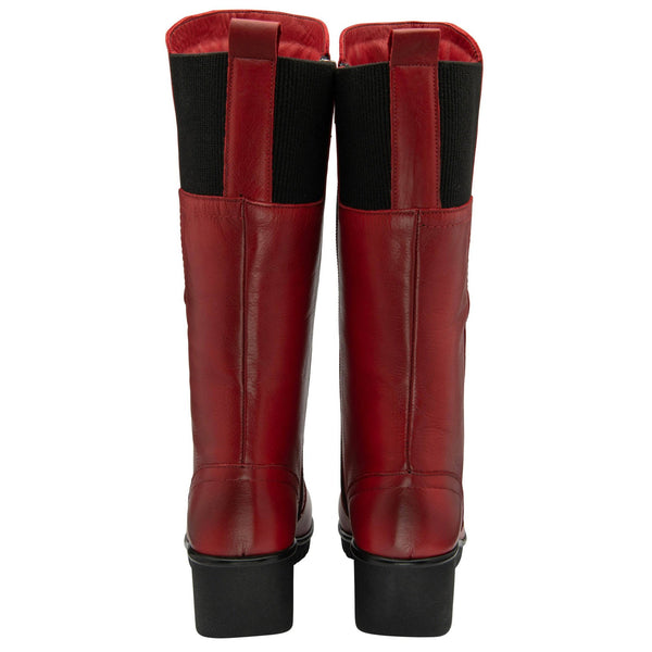 Lotus Fitzgerald Ladies Red Leather Side Zip Knee High Boots-elevate your sole