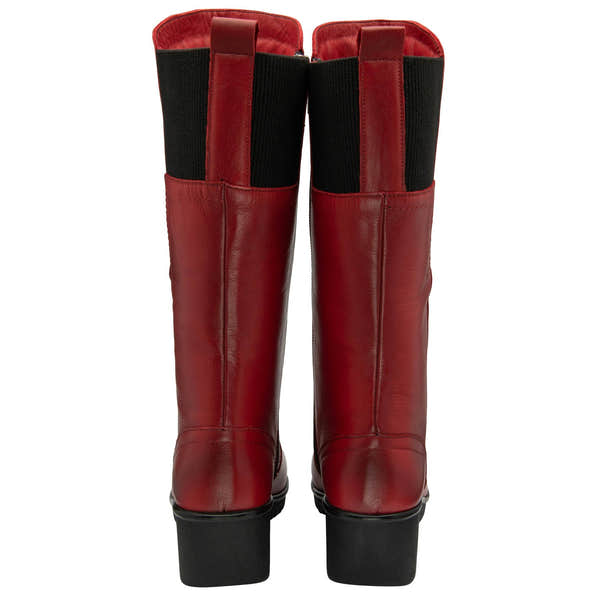 Lotus Fitzgerald Ladies Red Leather Side Zip Knee High Boots-elevate your sole