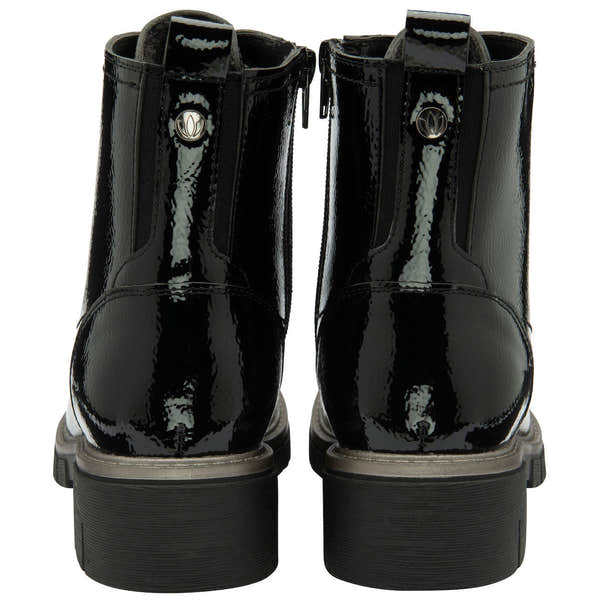 Lotus Jojo Ladies Black Patent Zip & Lace Ankle Boots-elevate your sole