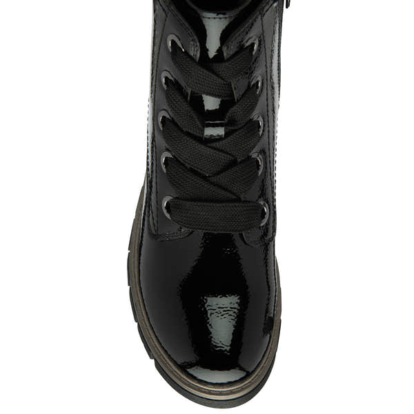 Lotus Jojo Ladies Black Patent Zip & Lace Ankle Boots-elevate your sole