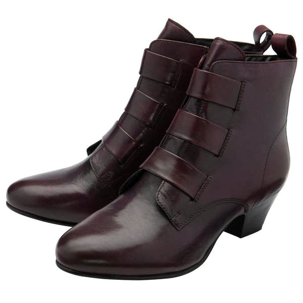 Lotus Lorissa Ladies Purple Leather Side Zip Ankle Boots-elevate your sole