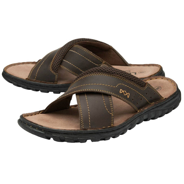 Lotus Mikey Mens Brown Leather Slider Sandals-elevate your sole