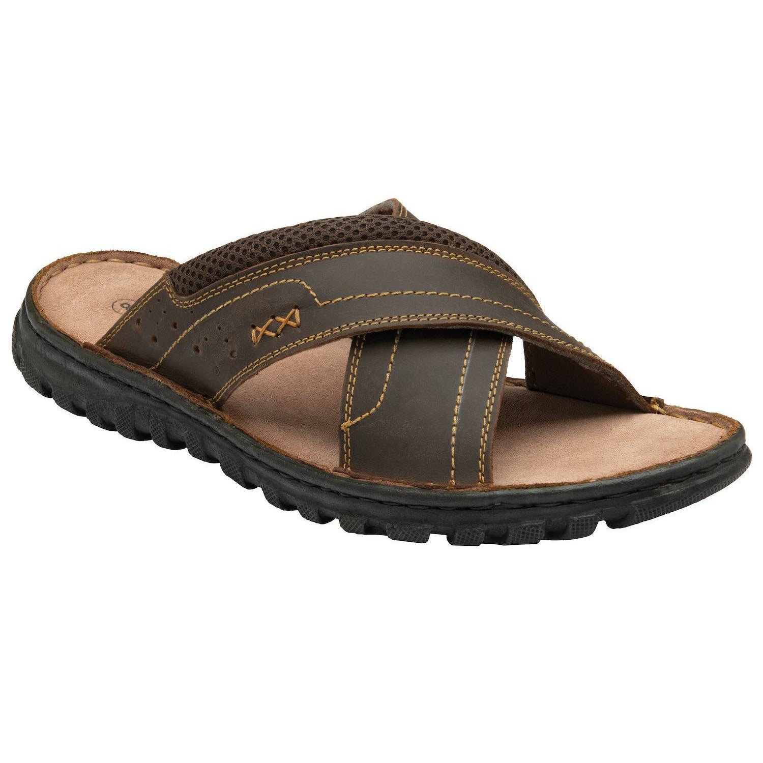 Lotus Mikey Mens Brown Leather Slider Sandals-elevate your sole