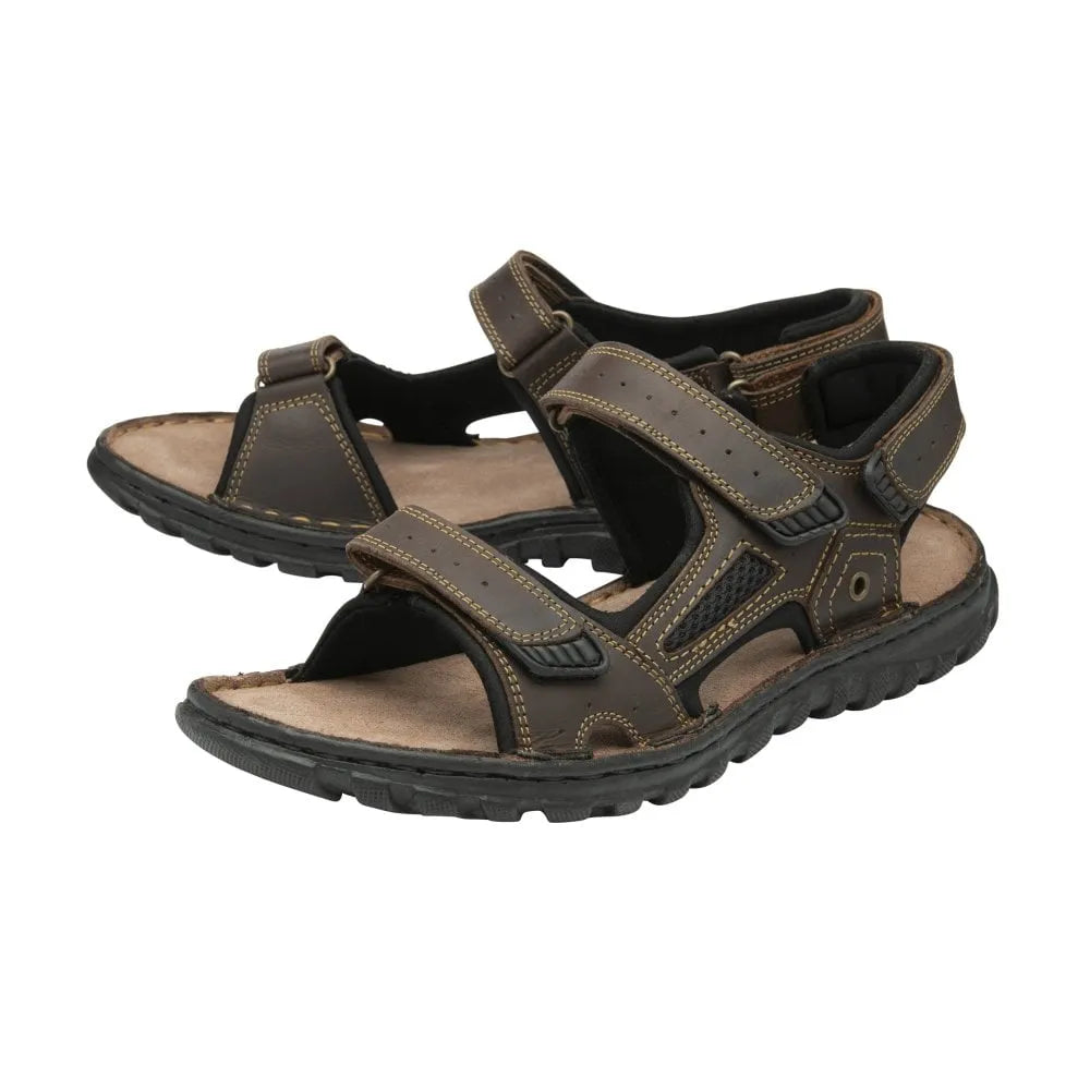 Lotus Noah Mens Brown Leather Touch Fastening Sandals-elevate your sole