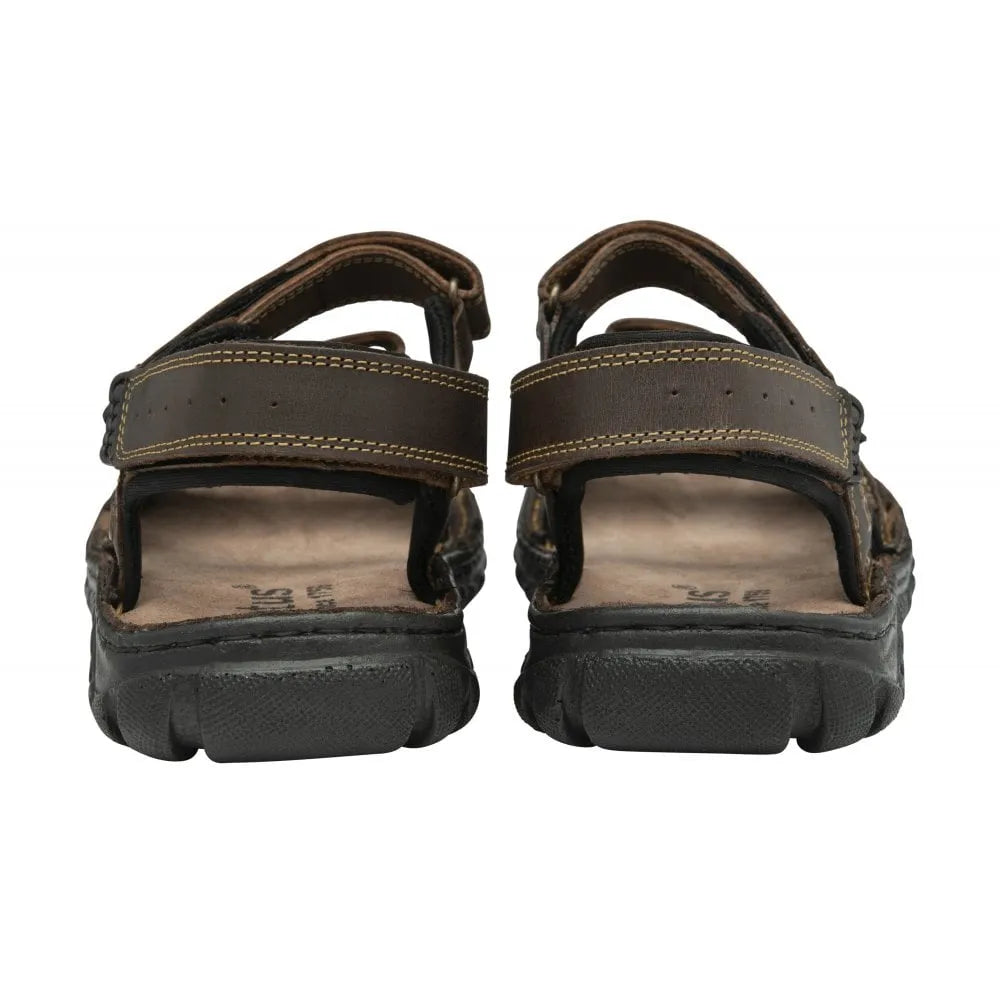 Lotus Noah Mens Brown Leather Touch Fastening Sandals-elevate your sole