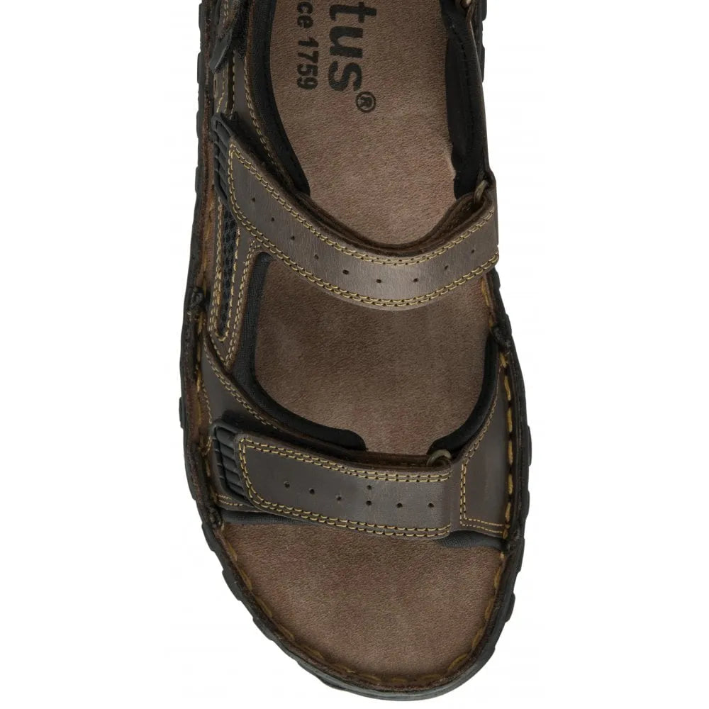 Lotus Noah Mens Brown Leather Touch Fastening Sandals-elevate your sole