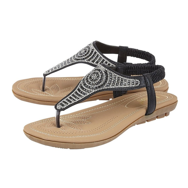 Lotus Orla ULP124 Ladies Black Textile Pull On Sandals-elevate your sole