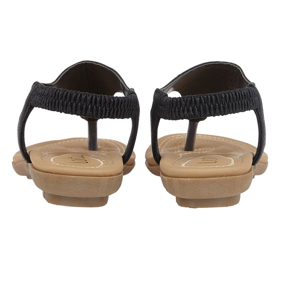 Lotus Orla ULP124 Ladies Black Textile Pull On Sandals-elevate your sole