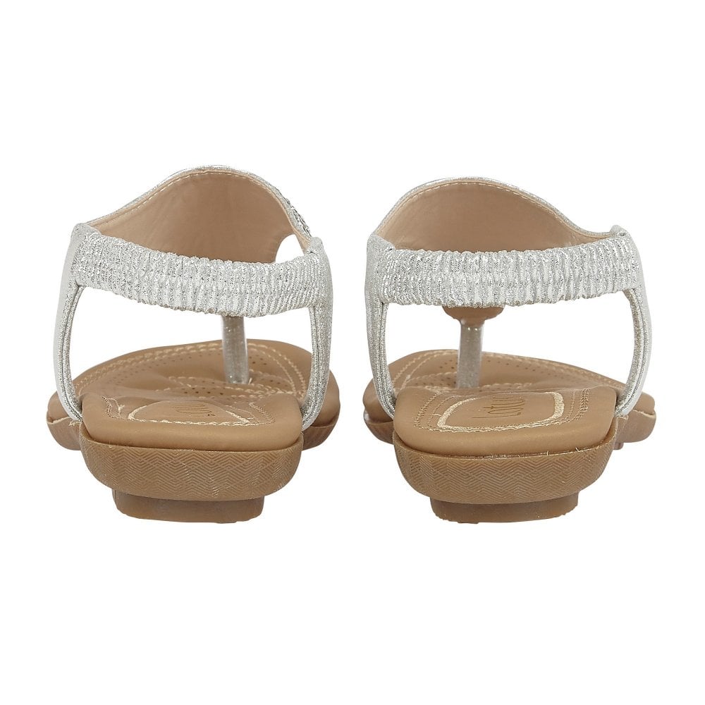 Lotus Orla ULP124 Ladies Silver Textile Pull On Sandals-elevate your sole