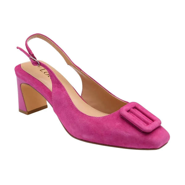 Lotus Rochelle Women's Pink Suede Slingback Heeled Shoe with decorative buckle detail.