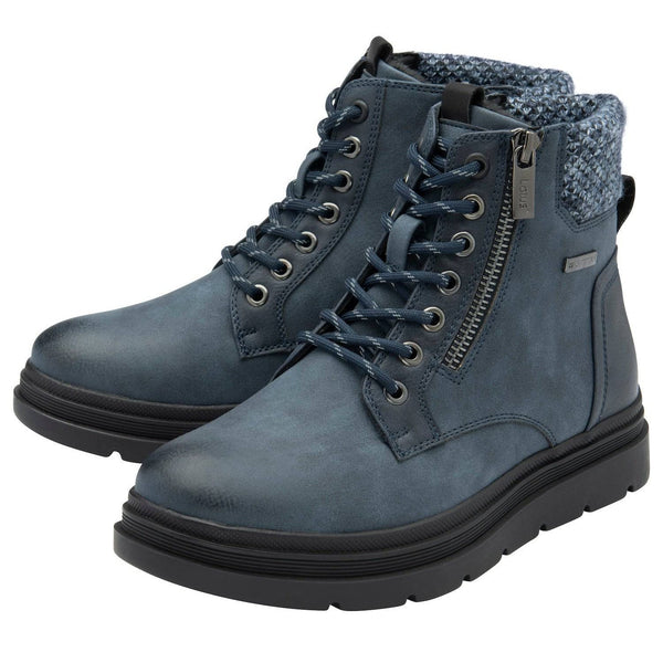 Lotus Saundra Ladies Blue Waterproof Zip & Lace Ankle Boots-elevate your sole