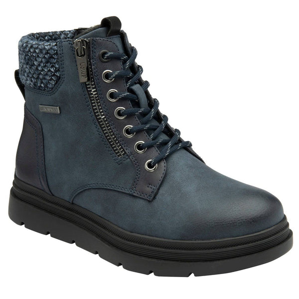 Lotus Saundra Ladies Blue Waterproof Zip & Lace Ankle Boots-elevate your sole