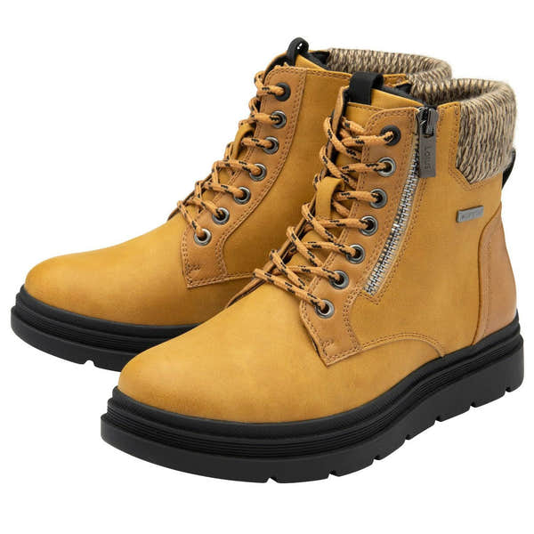 Lotus Saundra Ladies Mustard Waterproof Zip & Lace Ankle Boots-elevate your sole
