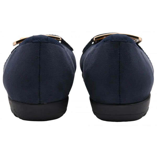 Lotus Tandy Ladies Navy Slip-On Shoes with rounded toe and cushioned sole, perfect for casual wear.