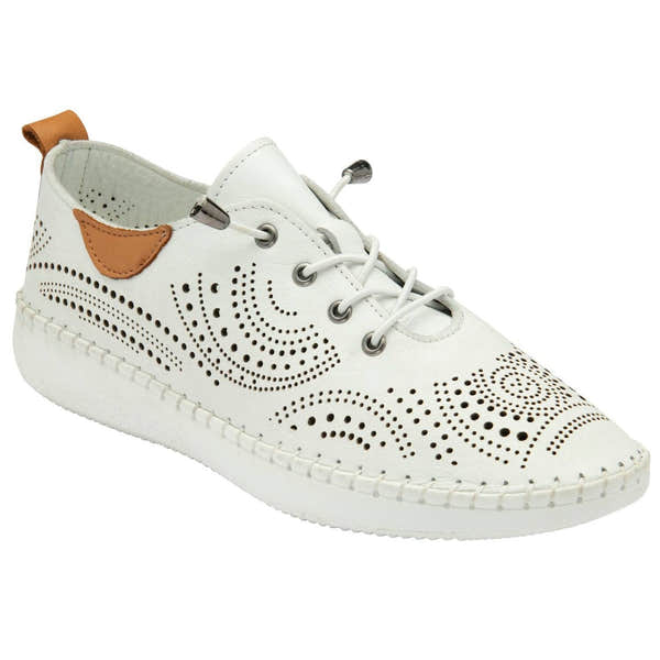 Lotus Tassia Ladies White Leather Slip On Shoes-elevate your sole