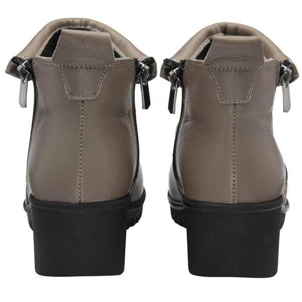 Lotus ULB299DC Cordelia Ladies Clay Leather Twin Zip Ankle Boots, stylish tan leather ankle boots with dual zippers and block heels.