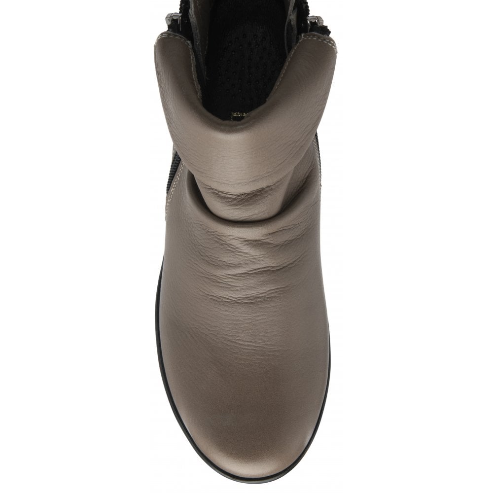 Lotus ULB299DC Cordelia women's clay leather twin zip ankle boots, top view, stylish and durable footwear.