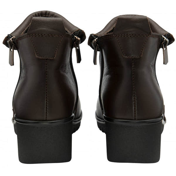 Lotus ULB299TT Cordelia women's brown leather twin zip ankle boots with chunky heel and stylish design.