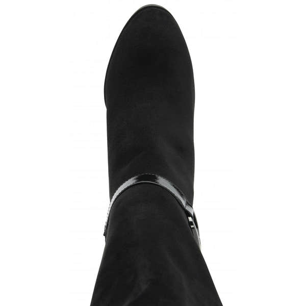 Lotus ULB453BB Harwin women's black textile knee-high boots with side zip, stylish and comfortable footwear.