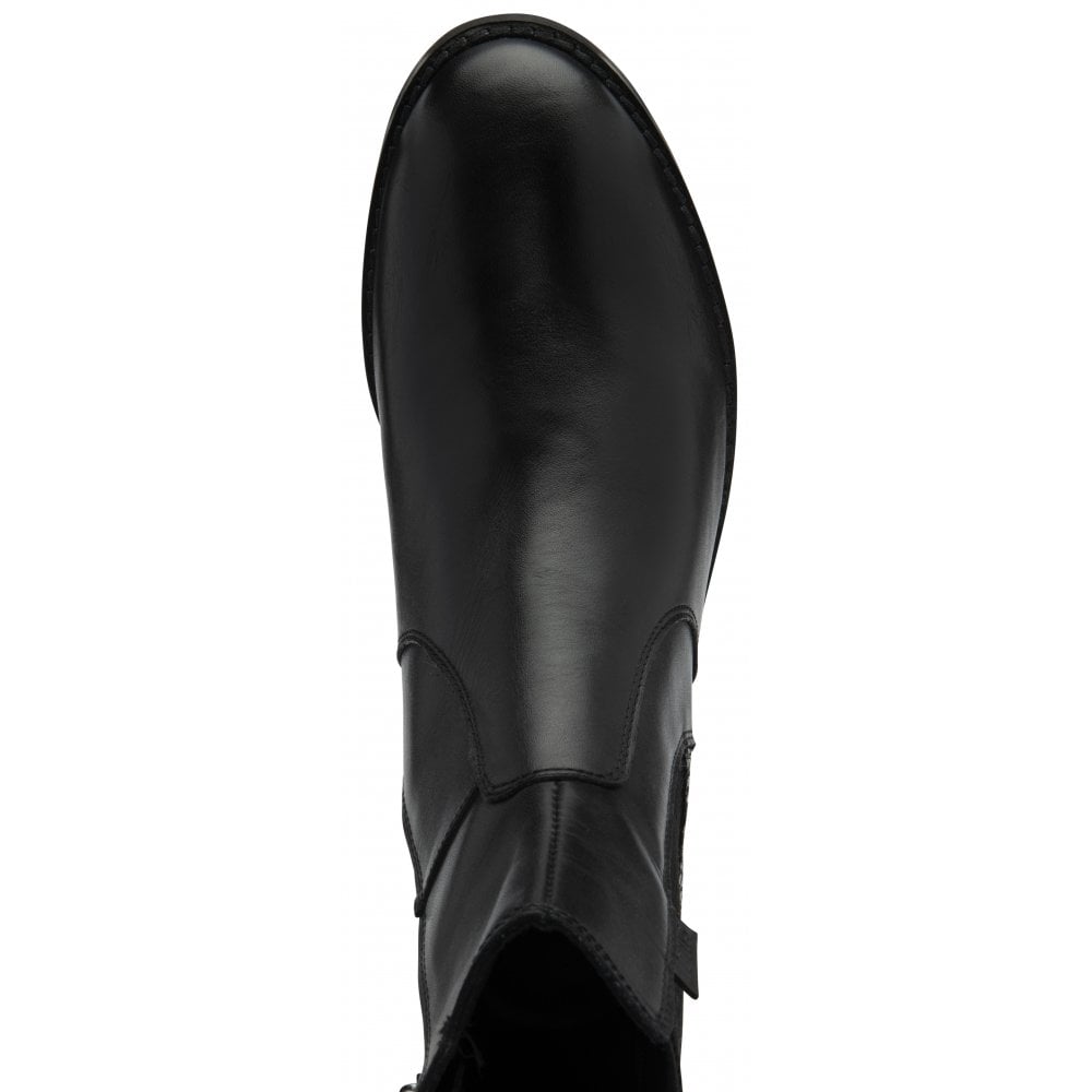Lotus Lindley ULB479BZ women's black leather and lizard-textile side zip ankle boots, stylish footwear with sleek design.