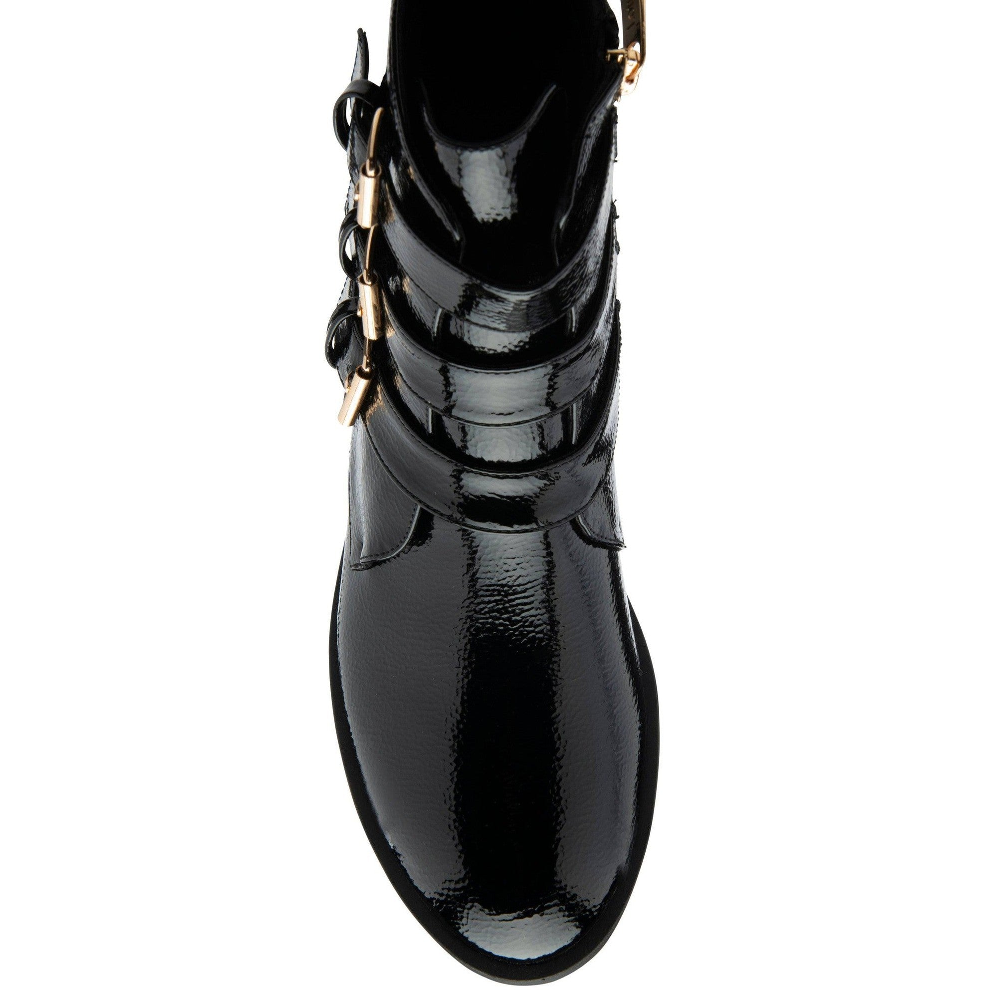 Lotus Valencia Ladies Black Patent Side Zip Ankle Boots-elevate your sole