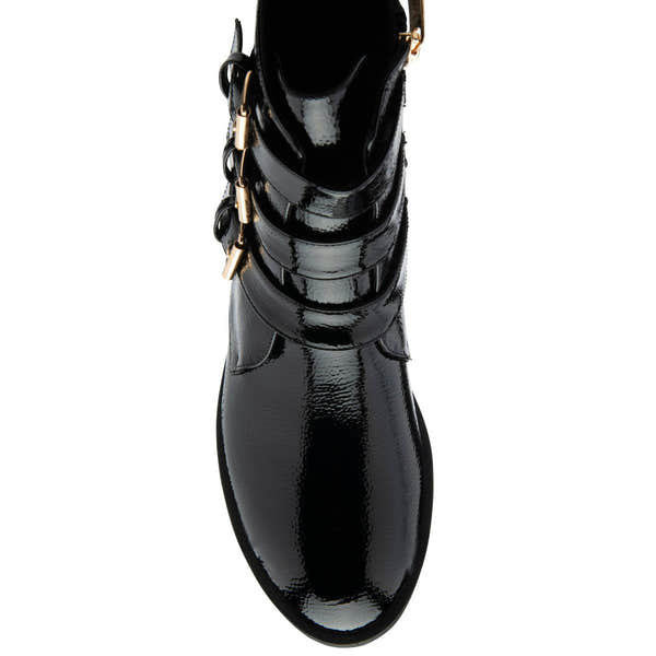 Lotus Valencia Ladies Black Patent Side Zip Ankle Boots-elevate your sole