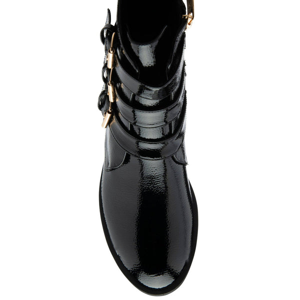 Lotus Valencia Ladies Black Patent Side Zip Ankle Boots-elevate your sole